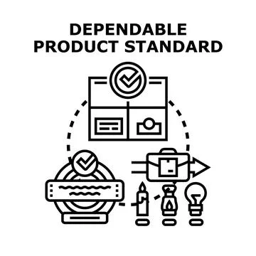 Dependable product standard quality work goal concept Stock Illustration