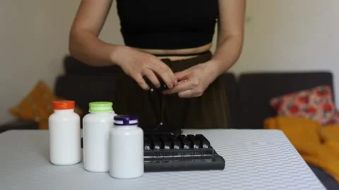Dependence on supplements as daily routine 스톡 동영상 339096224