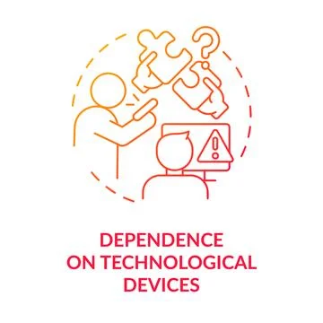 Dependence on technological devices red gradient concept icon Stock Illustration