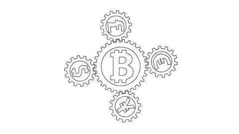 Dependency - rotating cogwheels endless loop Video stock 79727669