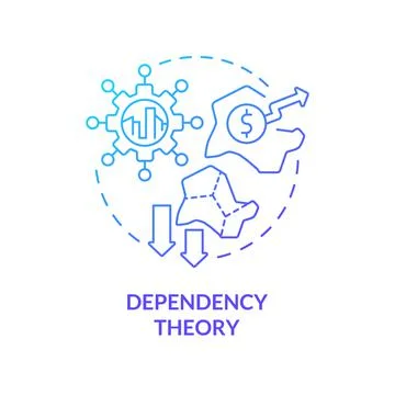 Dependency theory blue gradient concept icon Stock Illustration