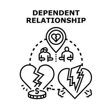 Dependent relationship concept of love and financial problems Stock Illustration