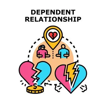 Dependent relationship concept of love and financial problems Stock Illustration