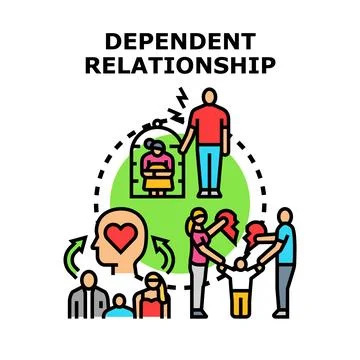 Dependent relationship concept showing codependency and emotional imbalance Stock Illustration