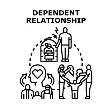 Dependent relationship concept showing codependency and emotional imbalance Stock Illustration