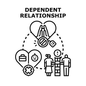 Dependent relationship concept vector icon illustration 스톡 일러스트