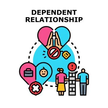 Dependent relationship concept vector icon illustration Stock Illustration