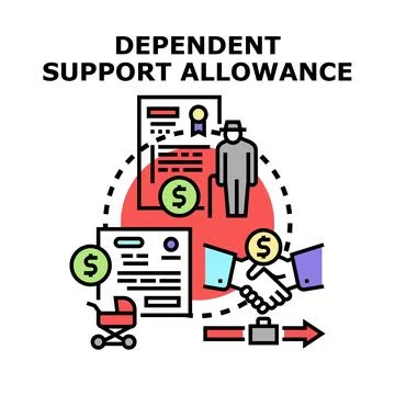 Dependent support allowance concept providing financial assistance Stock Illustration