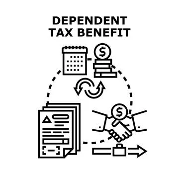 Dependent tax benefit program process illustration 库存插图