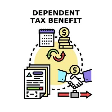 Dependent tax benefit program process illustration Stock Illustration