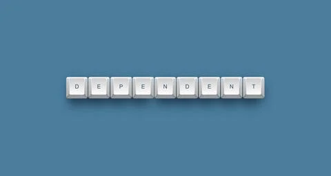 Dependent text on a 3d keyboard button with shadow concept series 库存插图