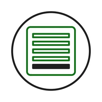 Depicting data sheet icon with lines and frame inside circle representing i.. Ilustración de archivo