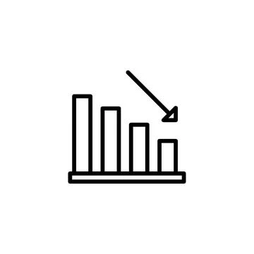 Depicting declining financial performance illustrated with an arrow pointin.. Stock Illustration
