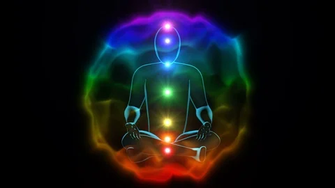 Depiction of 7 chakras in human body, Me... | Stock Video | Pond5