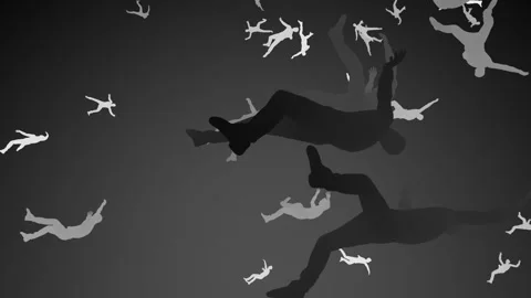 Depiction of falling figures in slow motion, illustrating the concept of hu.. Stock Footage 295032162