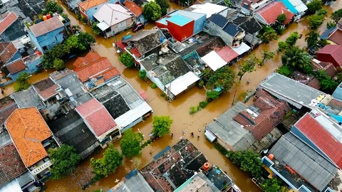 Depiction of flooding. devastation wrought after massive natural disasters. Stock Footage 125403537