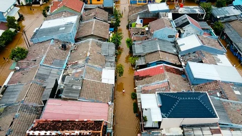 Depiction of flooding. devastation wrought after massive natural disasters. Stock Footage 125403976