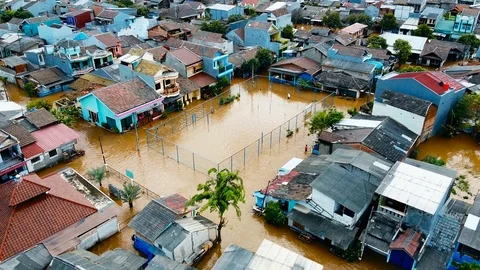 Depiction of flooding. devastation wrought after massive natural disasters. Stock Footage 125403977