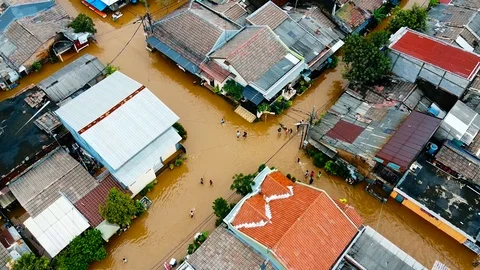 Depiction of flooding. devastation wrought after massive natural disasters Stock Footage 125404009