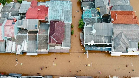 Depiction of flooding. devastation wrought after massive natural disasters. Stock Footage 125409972