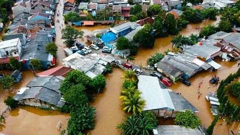Depiction of flooding. devastation wrought after massive natural disasters. Stock Footage 125410211