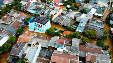 Depiction of flooding. devastation wrought after massive natural disasters. Stock Footage 125410237