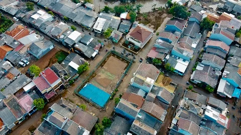 Depiction of flooding. devastation wrought after massive natural disasters Stock Footage 125410449