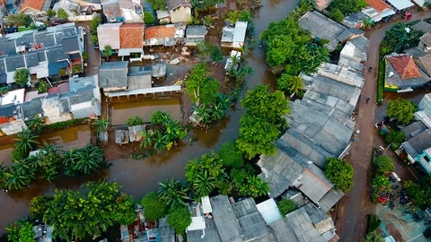 Depiction of flooding. devastation wrought after massive natural disasters. Stock Footage 125410454