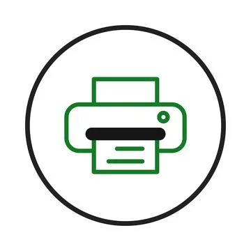 Depiction of a minimalist printer icon within a black circle emphasizing si.. Stock Illustration