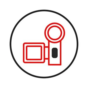 Depiction of streamlined camcorder inside a circular frame ideal for multim.. Stock Illustration