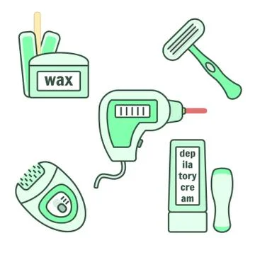 Depilation and epilation instruments set Stock Illustration
