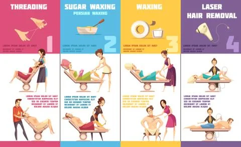 Depilation Methods 4 Infographic Banners Set 库存插图