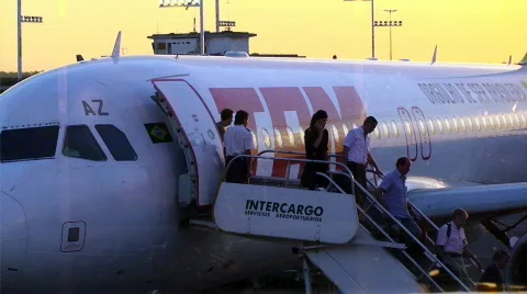 Deplaning in Buenos Aires Stock Footage 518312