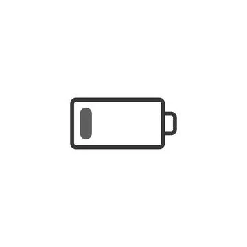 Depleted battery icon representation signifying power exhaustion and the cr.. Illustrazione stock