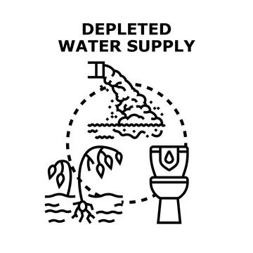 Depleted water supply concept vector illustrating scarcity Stock Illustration