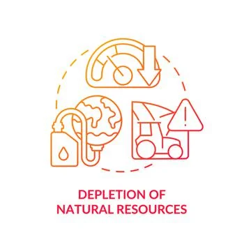 Depletion of natural resources red gradient concept icon Stock Illustration