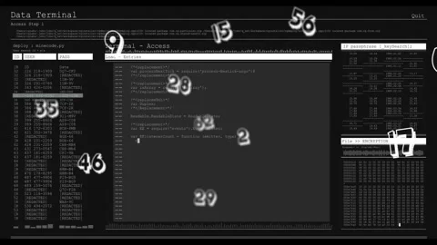 On deploy command, terminal UI updating, editor filling with code, numbers Stock Footage 329910904