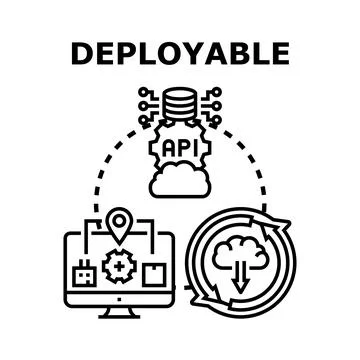 Deployable technology concept with api and monitoring Stock Illustration