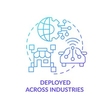 Deployed across industries blue gradient concept icon Illustrazione stock