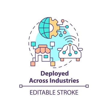Deployed across industries concept icon Stock Illustration