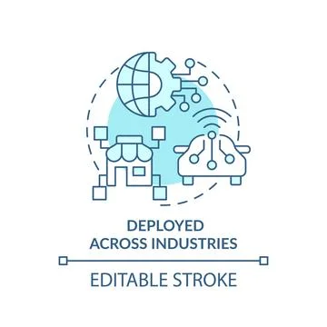 Deployed across industries turquoise concept icon Stock Illustration