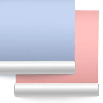 Deployed rolls of wrapping or wallpaper realistic vector illustration isolate Stock Illustration