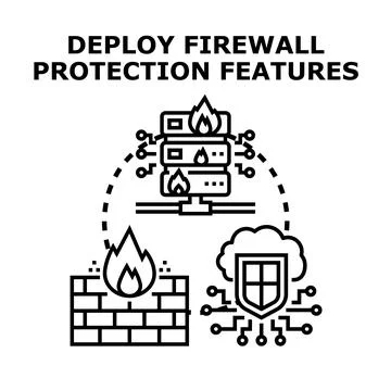Deploying firewall protection features for network security Stock Illustration