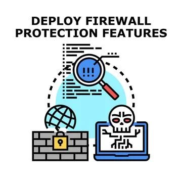 Deploying firewall protection features for network security 스톡 일러스트