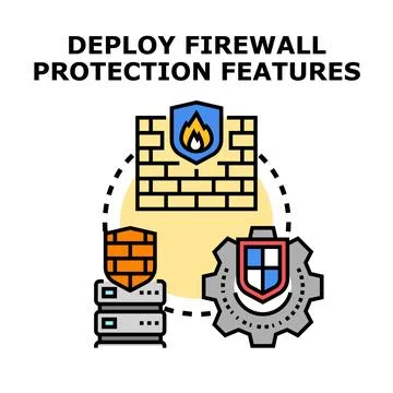 Deploying firewall protection features for system security Stock Illustration