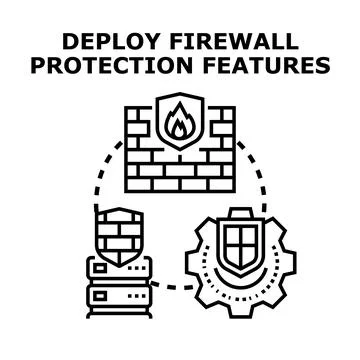 Deploying firewall protection features for system security Stock Illustration