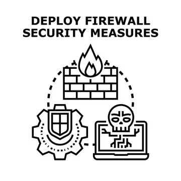 Deploying firewall security measures protecting internet privacy 库存插图