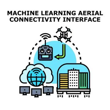 Deploying machine learning aerial connectivity interface technology Illustrazione stock