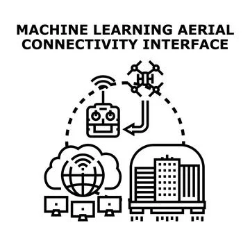 Deploying machine learning aerial connectivity interface technology 스톡 일러스트
