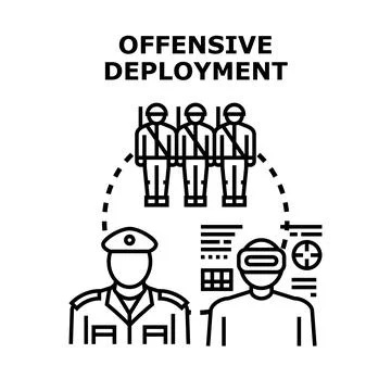 Deploying military forces planning strategic operation Stock Illustration